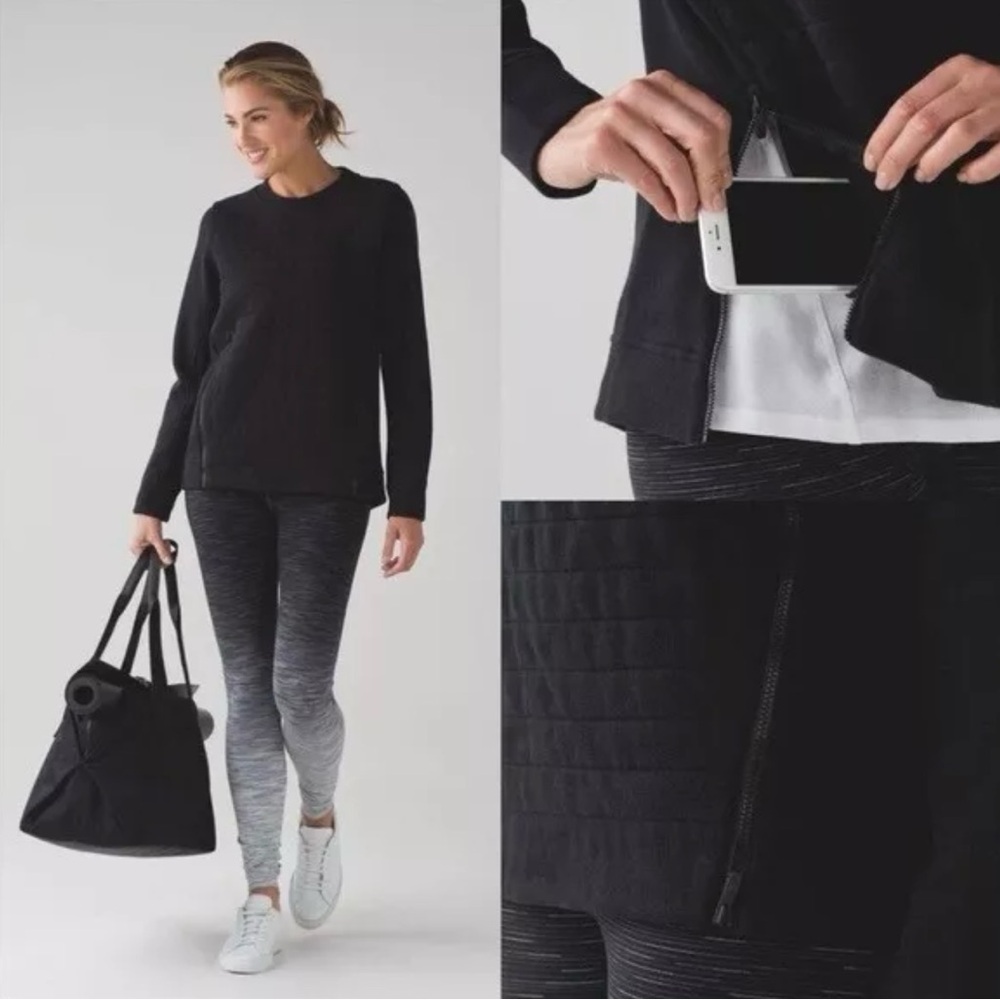 Lululemon Athletica Be True Crew Pullover Side Zip Pocket Fleece Sweatshirt Sz 4